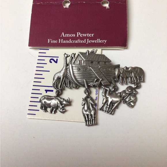 Amos Pewter Noah’s Ark with Animals Vintage Pewter Broach/Pin - Picture 4 of 5